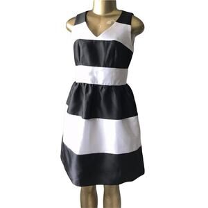 PIM + LARKIN Womens Size Small Black White Striped Sleeveless Fit Flare Dress